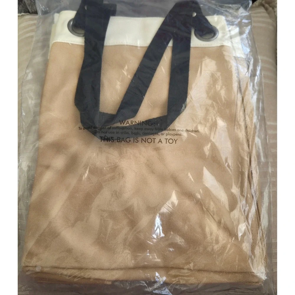 Thirty-One Retired Canvas Storage Tote Bag 283A‎ Arrows Tan Cream Black NIP